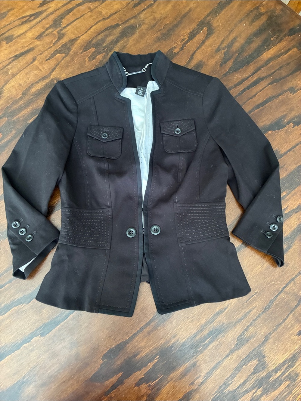 White House Black Market Black Tailored Military-Style Blazer